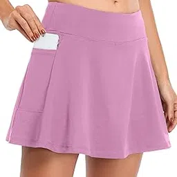Womens Athletic Tennis Skirts Elastic Golf Skorts with Pockets-image-43