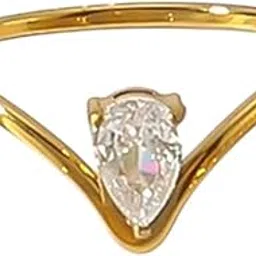 aaishwarya V-Shaped Tear Drop Zircon Ring 18K Gold Plated | Waterproof Anti-Tarnish |Gift for Women and Girls-picture-38