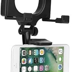 Car Rearview Mirror Phone Holder, 360-Degree Rotation, Adjustable Folding Arm, Black-picture-58