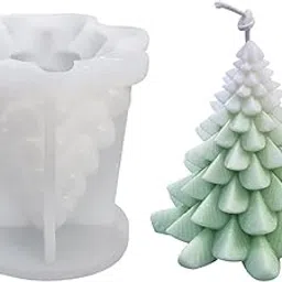 SOFTCREATO Christmas Tree Candle Mold I 3D Fondant Silicone Scented Wax Mould I Succulent Molds | Handmade Candles Making | for Mousse Dessert Soap Cake DIY Decorating-image-21