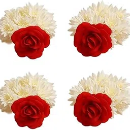 Alvero Handcrafted Artificial Flower Gajra for Women & Girls, Festive Wedding Red Rose & White Jasmine Hair Gajra for Bun, Handmade Scented Floral Juda (Pack of 4Pc)-picture-57