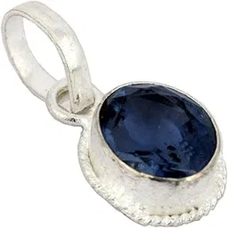 akshita gems 100% Certified 3.25 Ratti 2.00 Carat Blue Sapphire Nilam/Neelam Stone Silver Plated Pendant Locket Rashi Ratan Gemstone for Men and Women By Lab Certified-picture-12