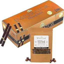 White Leaf Premium Herbal Mixture Smoking Blend 100% Tobacco & Nicotine Free 30 gram - Organic Ayurvedic Herbs Mixed(Herbal Smokes - No nicotine/No Tobacco) and Empty Brown Cigarette Tubes Box Of 200 Pcs-image-54