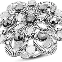 sukkhi Encrusted Floral Gold Plated Mirror Adjustable Ring For Women (LR103008)-picture-49