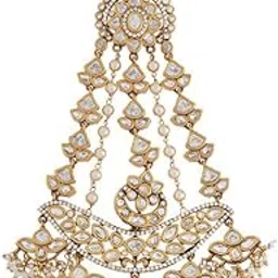 kushal's fashion jewellery White Victorian Plated Ethnic Kundan Hair Brooch - 426351-picture-11