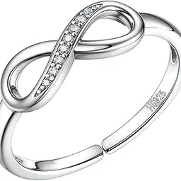 highspark 925 Silver Solitaire Rings for Women | Adjustable Contemporary Style | 92.5 Sterling Silver & Diamond Like Brilliance Sparkling Zirconia | Lovely Gift-picture-30