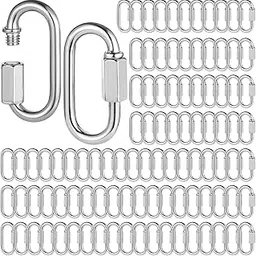 100 Pcs Quick Chain Links, M6 Heavy Duty D Shape Links, Galvanized Iron Chain Connectors for Safety, Threaded Locking Repair Chain Links for Outdoor Traveling Equipment, 1929 lbs Capacity, M6-2.28IN-image-8