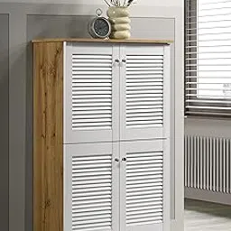 DeckUp Noordin 4-Door Engineered Wood Shoe Rack (Wotan Oak & White, Matte Finish)-picture-14