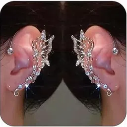 yrlilicc 2Pcs Glitter Rhinestone Butterfly Ear Cuff Vintage Non-Piercing Fake Earrings Bridal Wedding Climber Ear Wrap Prom Ball Ear Jewelry for Women-picture-11