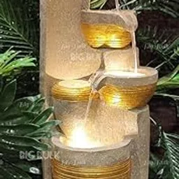 3 Tier Fiber Indoor Outdoor Fountain with Led Lights for Home Decor and Office Decoration Or Gifting (Stone Look: 75 x 30 x 30 cm)-picture-23