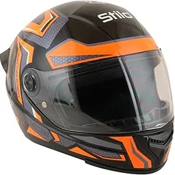 Sage Square ISI Certified ABS Clear Visor Full Face Helmet - G3 Graphic Helmet, Spoiler, High Standard Safety, Extra Comfort, Stylish & Clear Visor (Black Glossy-Orange, X-Large)-picture-35