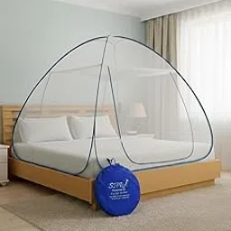 SIFRA Premium Mosquito Net for Double Bed, 180x180x145 cm, 40 GSM Durable Mesh, Corrosion-Resistant Steel Frame, with Storage Bag, 3 Months Warranty (White, King Size Bed)-picture-25