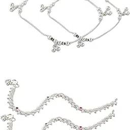 Heer Collection Traditional Jewellery For All Occassions Anklets Payal Pair for Women/Girls Alloy Anklet - Bzr_Combo Payal 110 - PARENT-picture-28
