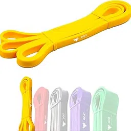 Goat Resistance Bands for Workout for Men and Women | Assist Bands for Pull Ups, Stretching, Weight Loss | Exercise Band for Home Gym Fitness Anti Snap Natural Latex (Yellow 3-7 KGS + Door Anchor)-image-45