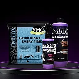 Rabbit Autocare Glow Getter Kit - Multipurpose Dashboard Shiner 250 ml | Car Shampoo 400 ml | 350 GSM Microfiber Cloths Pack of 3 (40×40 cm) - Complete DIY Car Detailing Combo-image-70