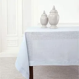 Solino Home Hemstitch Linen Tablecloth - 60 x 120 Inch, 100% Pure Linen Light Blue Tablecloth for Indoor and Outdoor use-picture-10