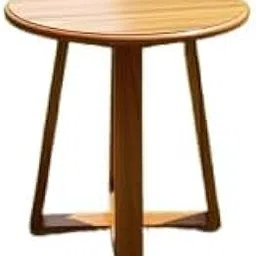 Round Side Table, Natural Wood Finish, Modern Style with Three Legs-image-82