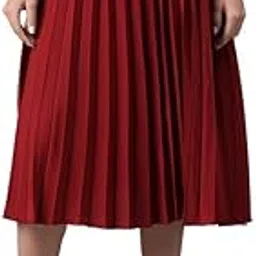 oxolloxo Women Elasticated Pleated Below Knee Length Flare Skirt-picture-11