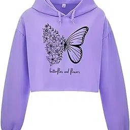 ninfin NinfinWomen and Girls Crop Hoodie,Butterflyninfin,Purple for Winters-picture-21