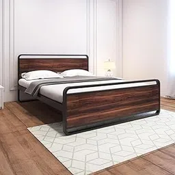 Homdec Vega Hybrid Wood and Metal Structure Bed (Black, Queen)-picture-17