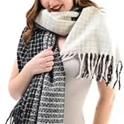 Shawl/Stole Black & White Striped Best Softly For Girls & Women Pack of 1-image-11