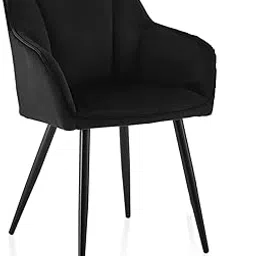 Finch Fox® Friend Velvet Upholestered Armchair, Dining Chair, Living Room Chair with Black Metal Legs (Black Color)-picture-27