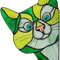 CLUB BOLLYWOOD® Peeking Cat Stained Glass Suncatcher Lover Gift Stained Glass Window Hanging Green|Home & Garden | Home D?©cor | Suncatchers & Mobiles|1 Piece Cat Stained Glass Window Hangings-picture-22