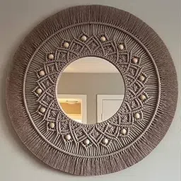 ELSHANA FASHION Macrame Wall Hanging Mirror, Handmade 18 INnch Round Decorative Boho Vintage-Inspired Macrame Wall Hanging Mirror for Bedroom & Living Room, Home Decoration,Off-White, 1-Piece,24-picture-49