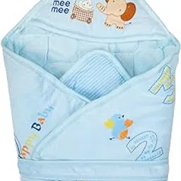 Mee Mee 3 in 1 Baby Bed | Sleeping Bag & Carry Nest | Hooded Wrapper for Newborn Baby | Warm and Soft Swaddle Wrapper | Double Layered Sleeping Bag for Newborn Babies, Blue-picture-54