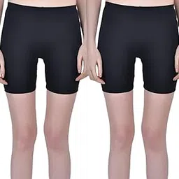 Women & Girl Cotton Blend Stretchable Seamless Full Coverage Undersress Underskirt Cycling Gym Yoga Above Knee Shorts. (28 Till 34)-image-41