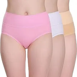 selfcare Women's Cotton Sinker High Rise Waistband Full Covrage Tummy Control Hipsters Panties Pack of 3-picture-12