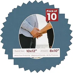 10x12 Mat Bevel Cut for 8x10 Photos - Precut Steel Blue Oval Shaped Photo Mat Board Opening - Acid Free Matte to Protect Your Pictures - Bevel Cut for Family Photos, Pack of 10 Matboards Show Kits-picture-26