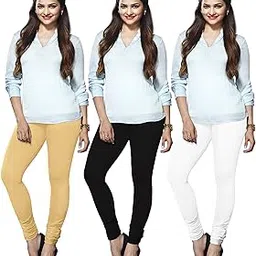 apsra ls Women's Cotton Leggings - Pack of 3 (Beige,Black,White, Free Size)-picture-49