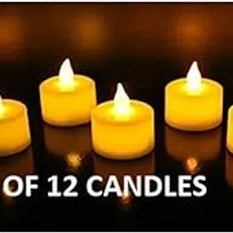 SKYVILLA 12 Pcs LED Tea Light Candles | Flameless Smokeless Acrylic Diyas | Battery Operated Festival Lights for Navratri Diwali Deepawali | Decorative Lights for Mandir and Gifting (Light Yellow)-picture-29