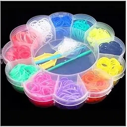 KRAFTMASTERS® Rainbow Color Rubber Bands DIY Set, Bracelet Making Kit for Girls/Women Include Rubber Bands, Hooks, Clips Loom Band Kit (Flower Shape)-picture-34
