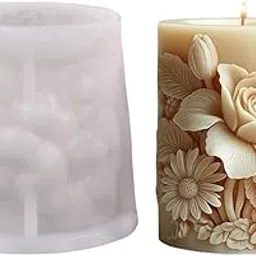 Flower Pillar Candle Mould 3D Flowers Silicone Mold for DIY Candle Making Wax Melts Aromatherapy Soap Polymer Clay Crafting Resin Casting Home Decoration Floral Plaster Home Decor Candles-image-30
