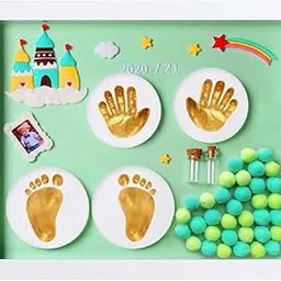 MOMITTLE Baby Handprint & Footprint Preservation Kit with Decorative Wooden Frame | Newborn Gift Set | Includes Safe, Non-Toxic Clay & Casting Materials for Foot & Hand Prints (Lime Green)-picture-23