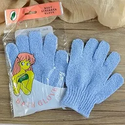 ENLIWISH Exfoliating gloves - Body Scrubber for Bathing - Wash Mitts Skin Massage Sponge Towel Deep Cleansing Exfoliating Gloves for Dead Skin Luxury Spa, Massage, Loofah (1 Pair Blue) image 1