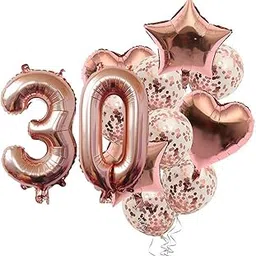Pop The Party Nylon 30Th Number Balloon With 30 Digit Balloon For Including Star, Heart And Confetti Balloons, Multicolor, 14 Pcs-picture-44