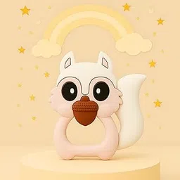 Baby Soft Silicone Squirrel Shape Teether Hygienic Colorful Chew Toy for Teething Pain Relief for Newborns BPA Free 6 to 12 Months (Pattern 2000)-picture-18