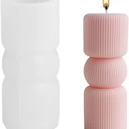 Striped Ball Candle Molds I 3D Cylindrical Column Ribbed Striped Pillar Aesthetic Geometric Silicone Wax Mould I for DIY Handmade Ornament Aromatherapy Soap, Resin Art Craft Making-picture-31