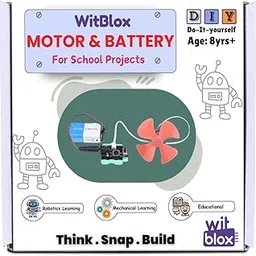 WitBlox 9 Volt Alkaline Battery, Toy Motor, Propeller Fan, Button Switch for Kids School Project, DIY Science Fair Exhibition Kit, STEM, Educational Electric Circuit Experiment Set, Age 8 9 10 11 12-picture-57