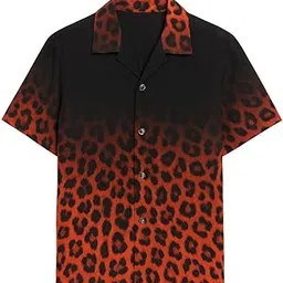 x-o-norq Men's Relaxed Fit, Leopard Pattern, Viscose Twill, Summer Casual Wear-picture-35