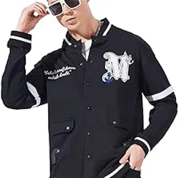 maniac Mens Printed High Neck Fullsleeve Black and White Loopknit Regular fit Jacket-picture-24