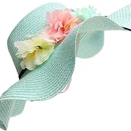 myaddiction Women Beach Derby Cap Floppy Fold Sun Straw Hat Four Little Flowers Sky Blue Clothing, Shoes & Accessories | Womens Accessories | Hats-picture-13