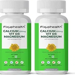 Fixuphealth Calcium Vitamin D3 Magnesium Supplement 60 Tablets (Pack Of 2) With Vitamin D Plant Based Lichen Source and Zinc Essential for Bone and Muscle Calcium and vitamin D3 Tablets for Men and Women-picture-19