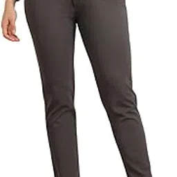 Women's Slim Fit Cotton Formal Wrinkle Free High Waisted Trousers with Button Closure-picture-47