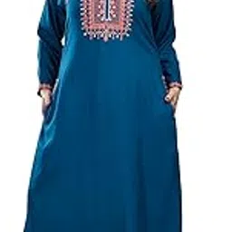 sanaa Women's Full Length Elegant Embroidered Rayon Nighty with Pockets-picture-29