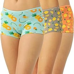 leading lady Printed Boyshorts Underwear for Women | Cotton Blend Fabric 2 Way Stretch | Mid Waist Boyshorts | Pack of 3 | Stylish Undergarments |-picture-17