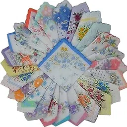 forlisea Womens Colorful Ladies Hankies 100% Cotton Handkerchief Wendding Hanky-picture-30